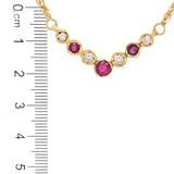 Collar de rubí con diamantes 14kt. 44cm