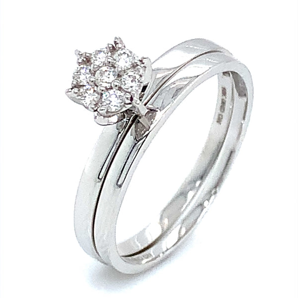 (SOFIA) Set de anillos de diamantes en oro blanco 10Kt.  ANTES: $399.00