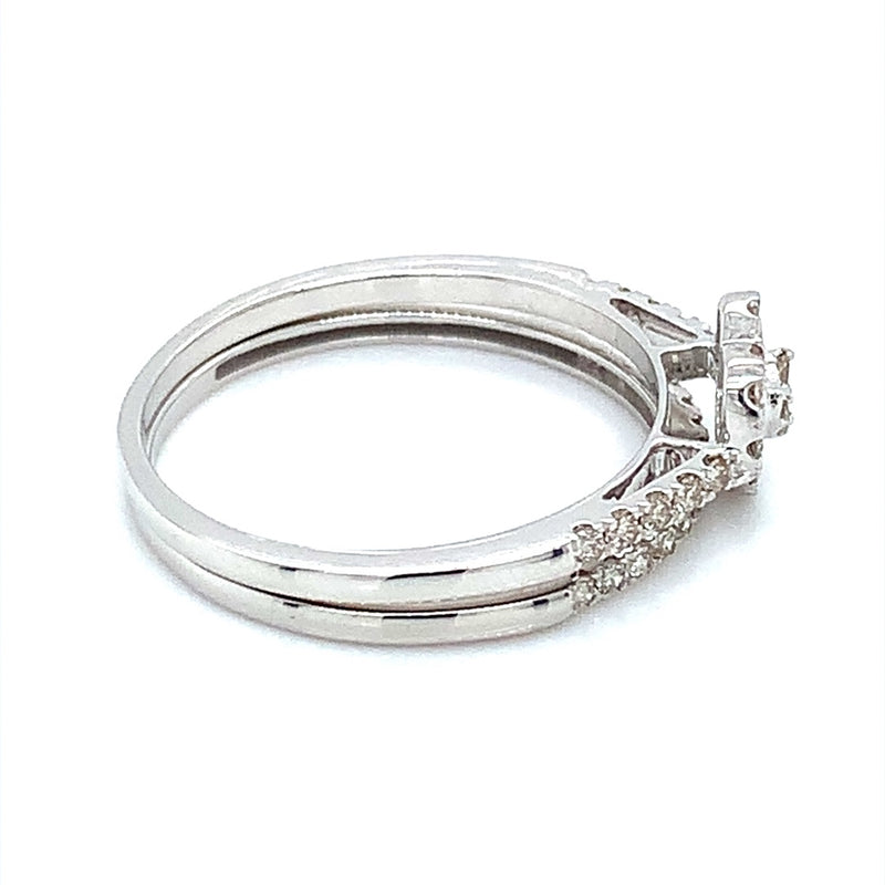 (SOFIA) Set de anillos (corazón) de diamantes en oro blanco 10Kt.  ANTES: $599.00