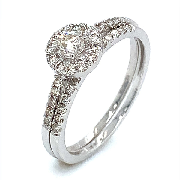 (SOFIA) Set de anillos de diamantes en oro blanco 10Kt  ANTES: $799.00