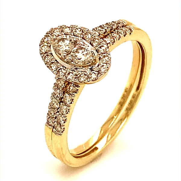 (SOFIA) Set de anillos de diamantes en oro amarillo 10Kt.