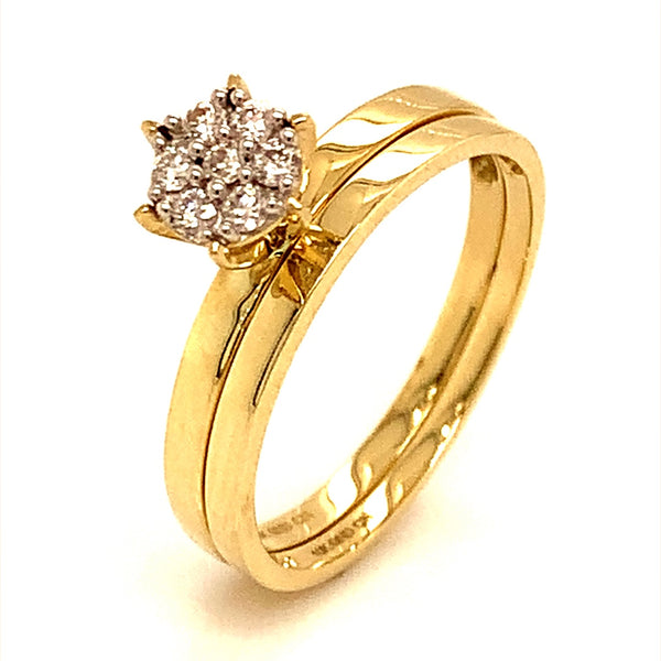 (SOFIA) Set de anillos de diamantes en oro amarillo 10Kt.  ANTES: $399.00