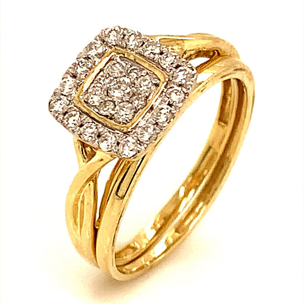 (SOFIA) Set de anillos de diamantes en oro amarillo 10Kt  ANTES: $799.00