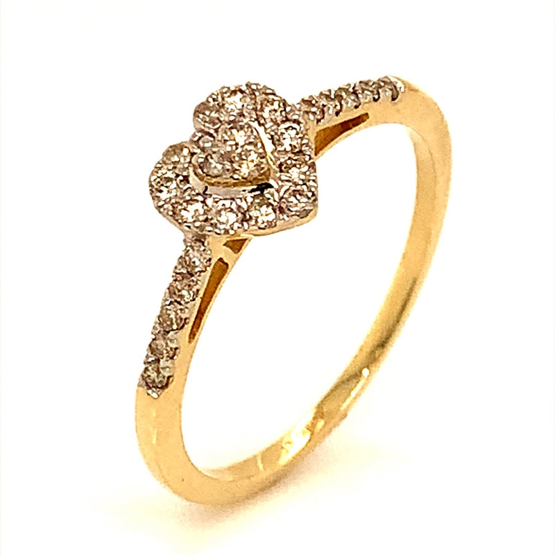 (SOFIA) Set de anillos (corazón) de diamantes en oro amarillo 10Kt.  ANTES: $599.00