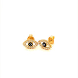 Aretes (ojo turco) con circones en oro amarillo 18kt