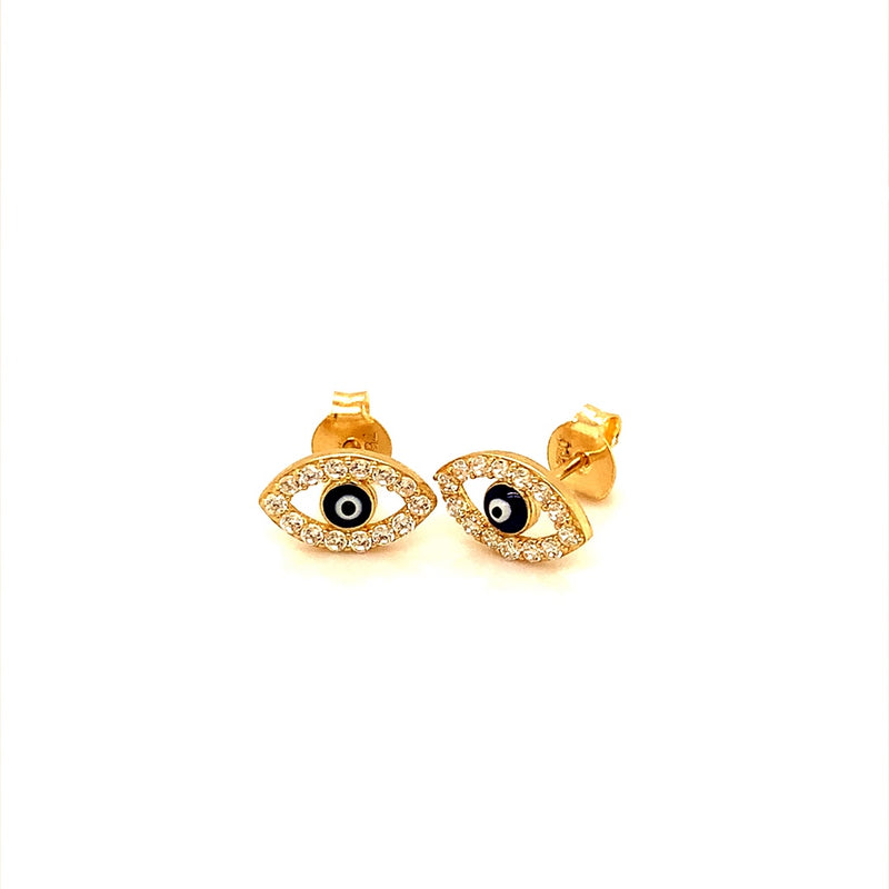 Aretes (ojo turco) con circones en oro amarillo 18kt