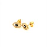 Aretes (ojo turco) con circones en oro amarillo 18kt