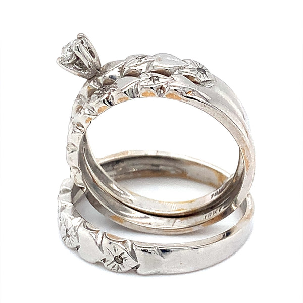 (MIA) Trío de anillos con diamante en oro blanco 18kt  ANTES: $1,999.00