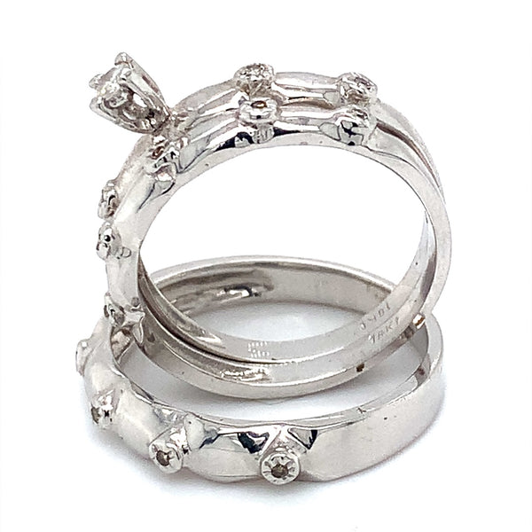 (MIA) Trío de anillos con diamantes en oro blanco 18kt