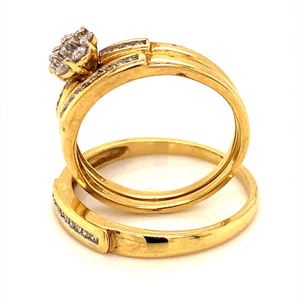 (MIA) Trío de anillos con diamante en oro amarillo 18kt  ANTES: $1,399.00