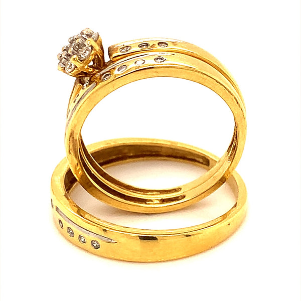 (MIA) Trío de anillos con diamante en oro amarillo 18kt  ANTES: $1,699.00