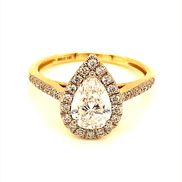 (LD) Anillo de diamante en oro amarillo 14kt.  ANTES: $1,299.00
