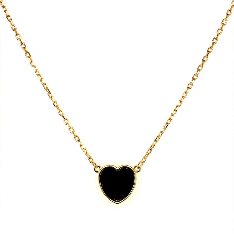 Collar (corazón negro) en oro amarillo 10kt. 42/45cm