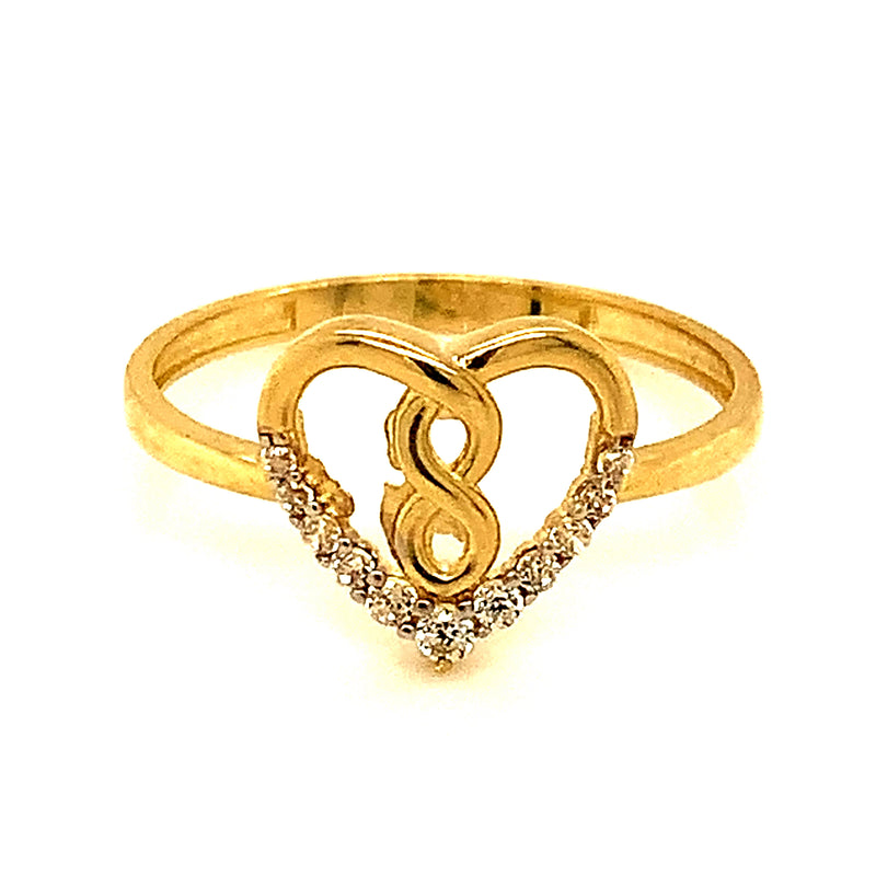 Anillo con circones en oro amarillo 10kt.