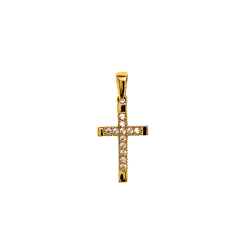 Dije (cruz) con circones en oro amarillo 10kt.