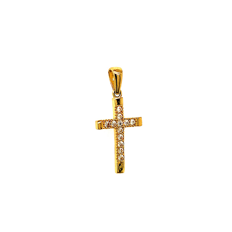 Dije (cruz) con circones en oro amarillo 10kt.