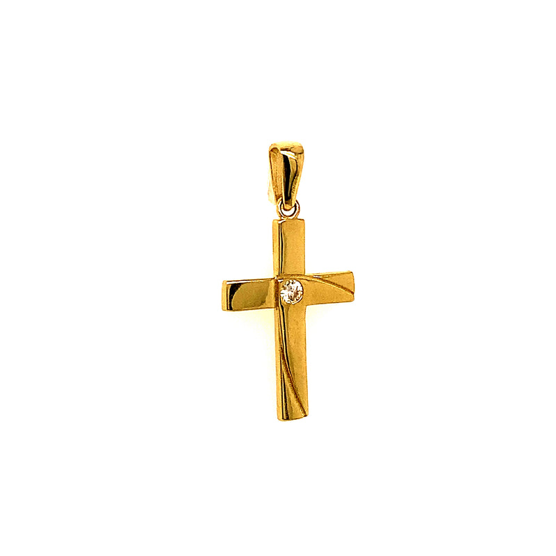 Dije (cruz) con circon en oro amarillo 10kt.