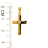 Dije (cruz) con circon en oro amarillo 10kt.