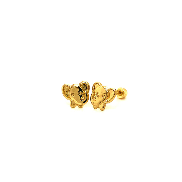 Aretes (elefante) para bebés en oro amarillo 10kt