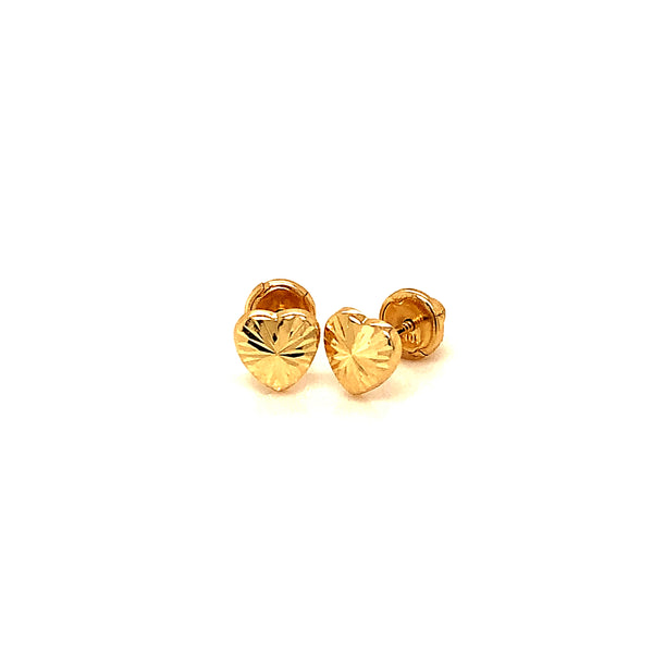 Aretes (corazón) para bebés en oro amarillo 10kt