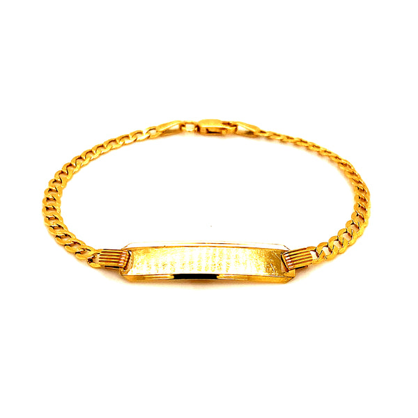 Pulsera (gourmet) grabable para bebés en oro amarillo 10k. 15cm