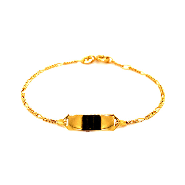 Pulsera (cartier) grabable para bebés en oro amarillo 10k. 14/15cm