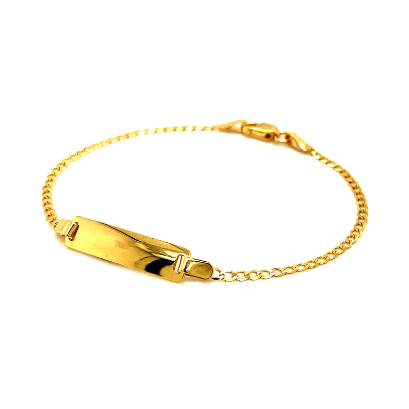 Pulsera (gourmet) grabable para bebés en oro amarillo 10k. 15.5cm