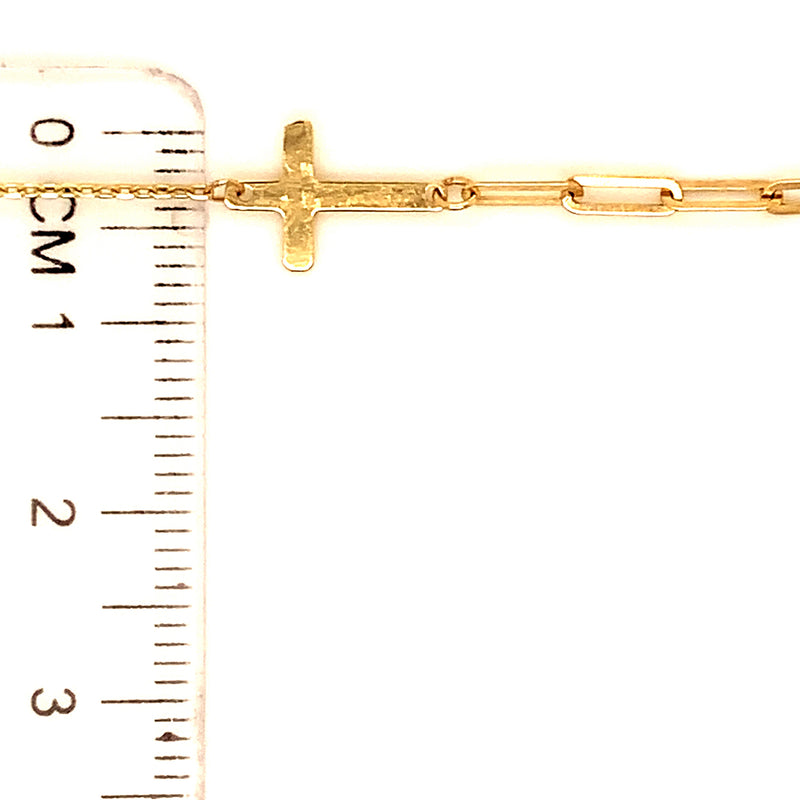 Pulsera (con cruz) en oro amarillo 10k. 17/18.5cm