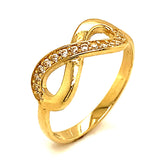 Anillo (infinito) con circones en oro amarillo 10k