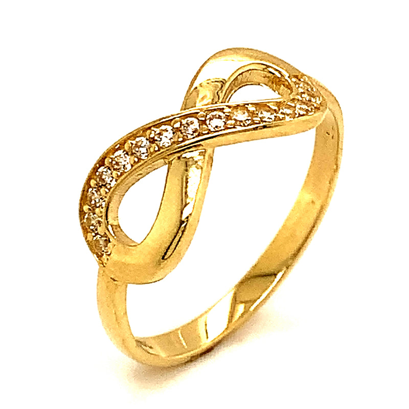 Anillo (infinito) con circones en oro amarillo 10k