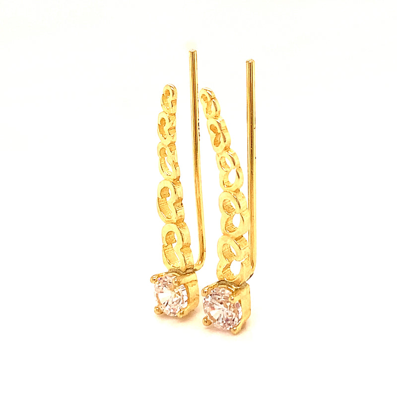 Aretes trepadores  en oro amarillo 10kt.