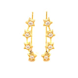 Aretes trepadores (estrellas) en oro amarillo 10kt.