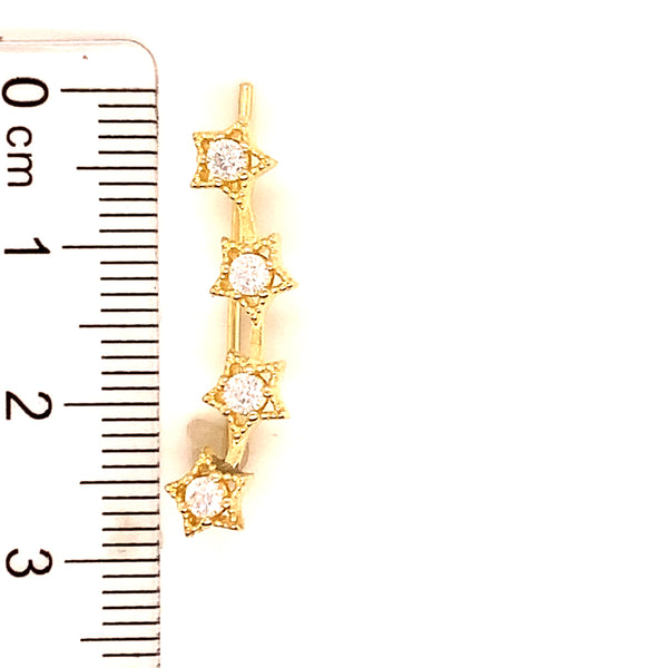 Aretes trepadores (estrellas) en oro amarillo 10kt.