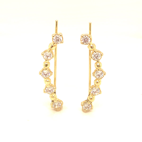 Aretes trepadores en oro amarillo 10kt.