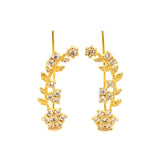 Aretes trepadores (flor) en oro amarillo 10kt.