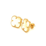 Aretes (trébol blanco) en oro amarillo 10kt.