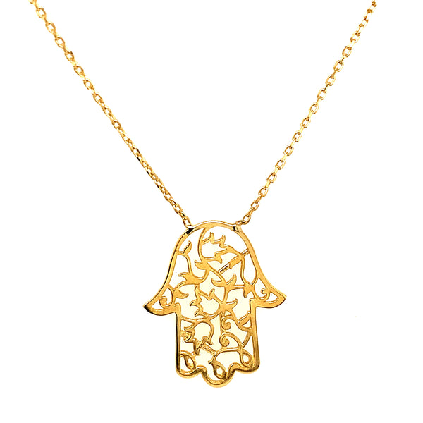 Collar (hamsa) en oro amarillo 10kt. 42.5/44.5cm