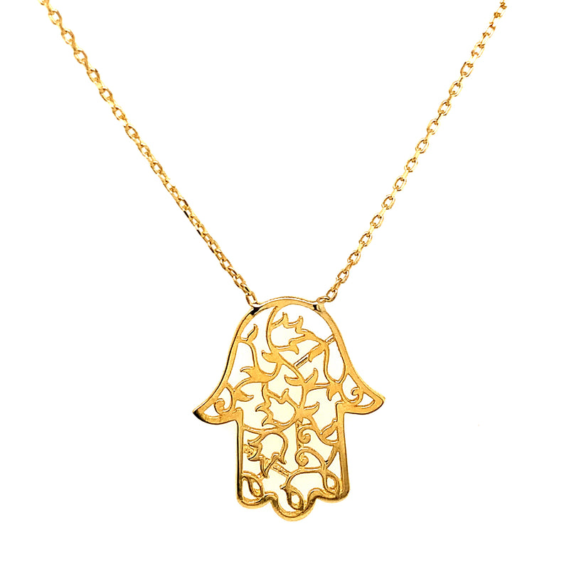 Collar (hamsa) en oro amarillo 10kt. 42.5/44.5cm