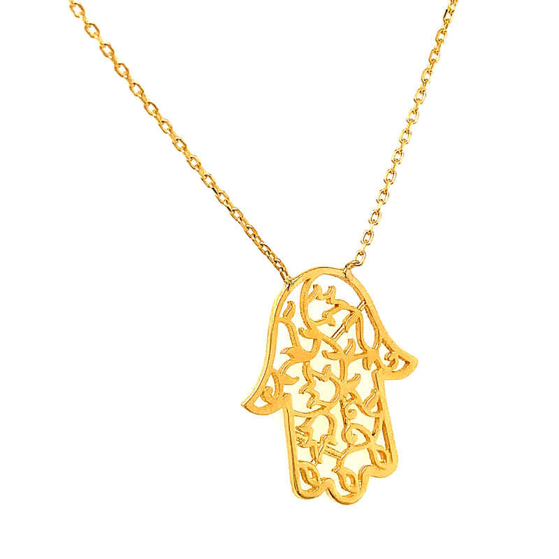 Collar (hamsa) en oro amarillo 10kt. 42.5/44.5cm