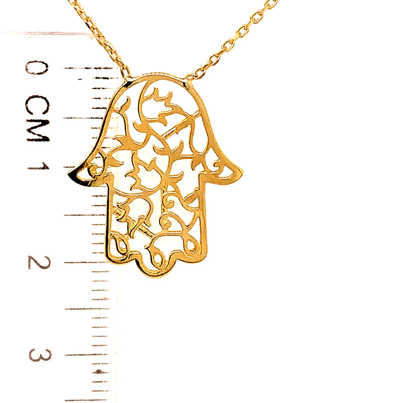 Collar (hamsa) en oro amarillo 10kt. 42.5/44.5cm