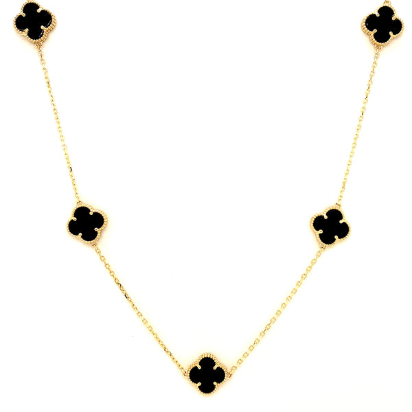 Collar (trébol negro) en oro amarillo 10kt. 42/45cm