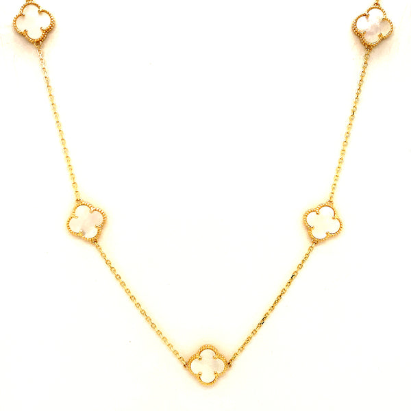 Collar (trébol blanco) en oro amarillo 10kt. 42/45cm