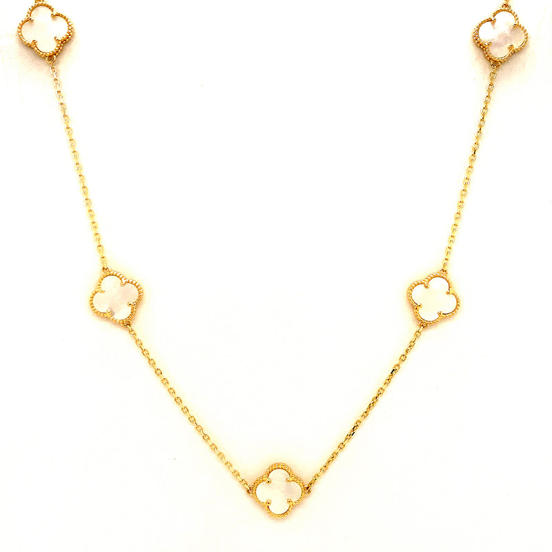 Collar (trébol blanco) en oro amarillo 10kt. 42/45cm