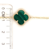 Pulsera (trébol verde malaquita) en oro amarillo 10kt. 17CM/19CM