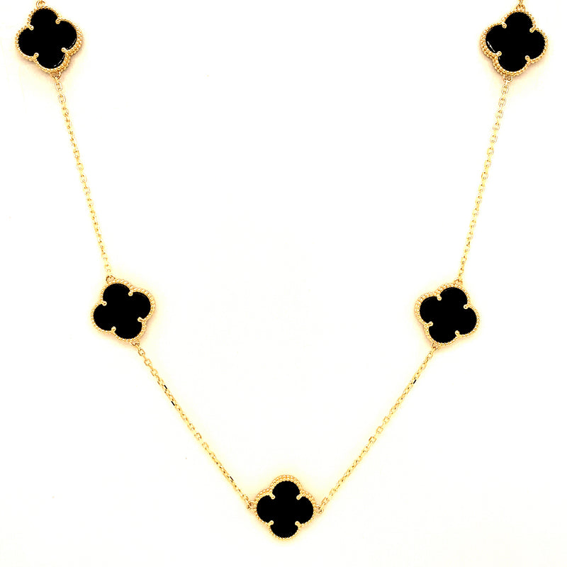 Collar (trébol negro) en oro amarillo 10kt. 42/45cm