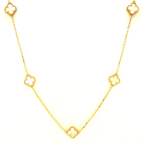 Collar (trébol blanco) en oro amarillo 10kt. 42/45cm