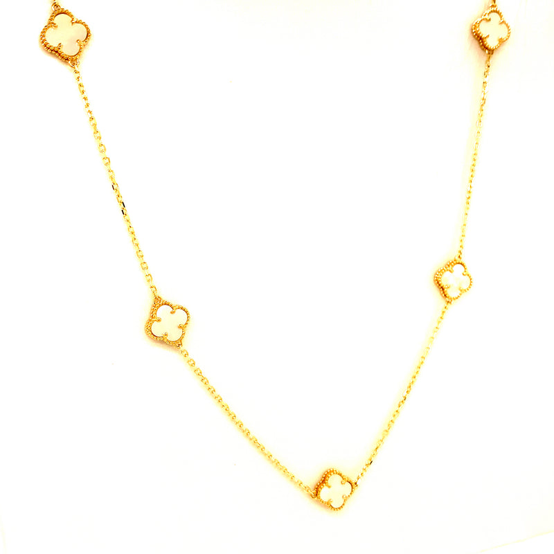 Collar (trébol blanco) en oro amarillo 10kt. 42/45cm