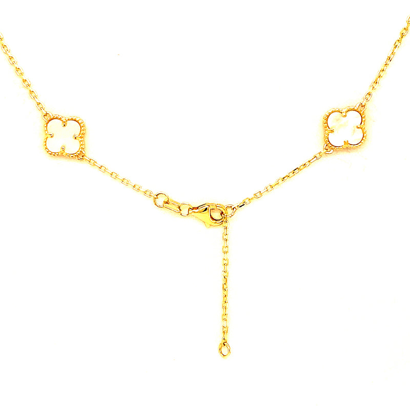 Collar (trébol blanco) en oro amarillo 10kt. 42/45cm