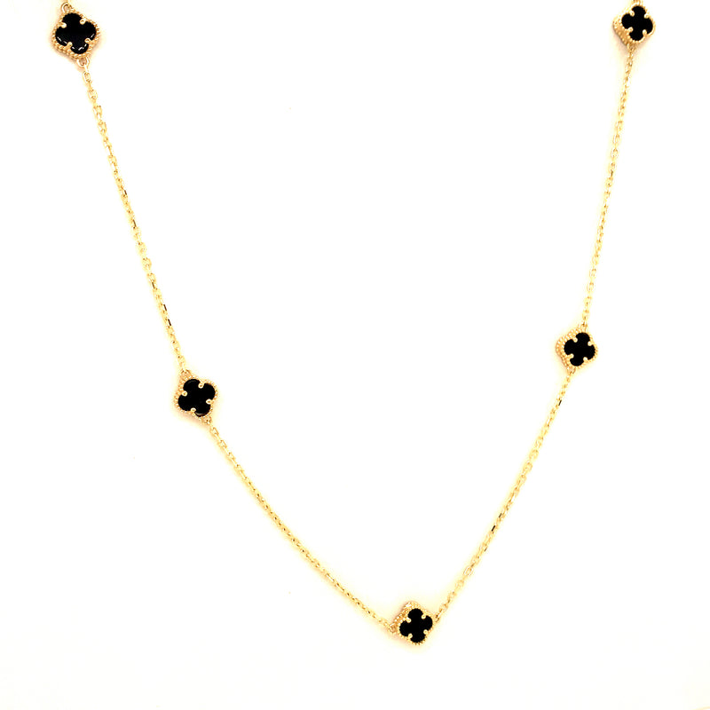 Collar (trébol negro) en oro amarillo 10kt. 42/45cm