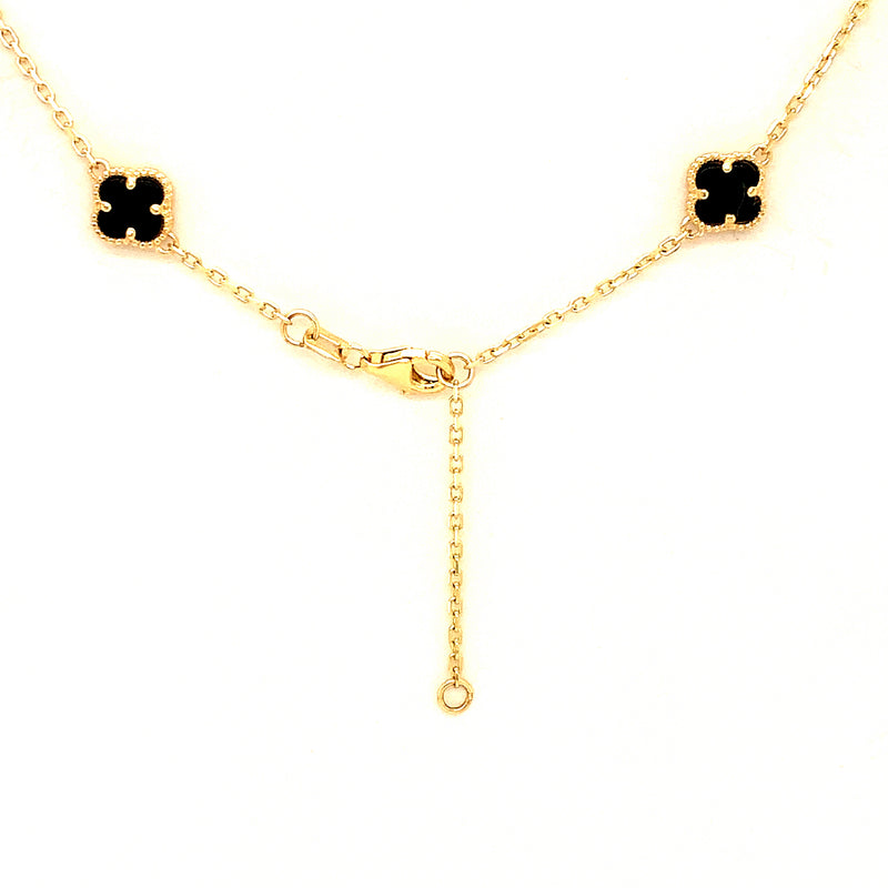 Collar (trébol negro) en oro amarillo 10kt. 42/45cm